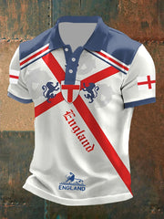 Men's England Flag Casual Polo Shirt
