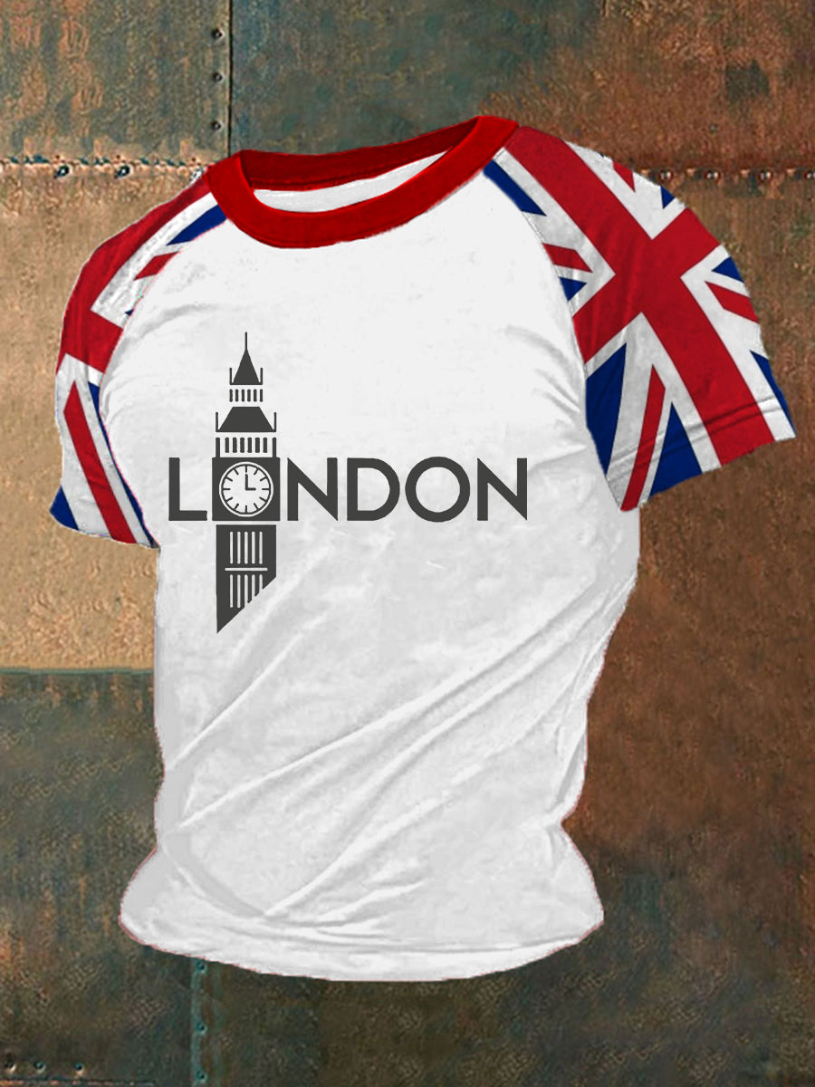 Men's London England Ptinted Short Sleeve T-shirt