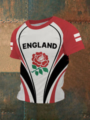 Men's England Flag Printed Casual T-Shirt