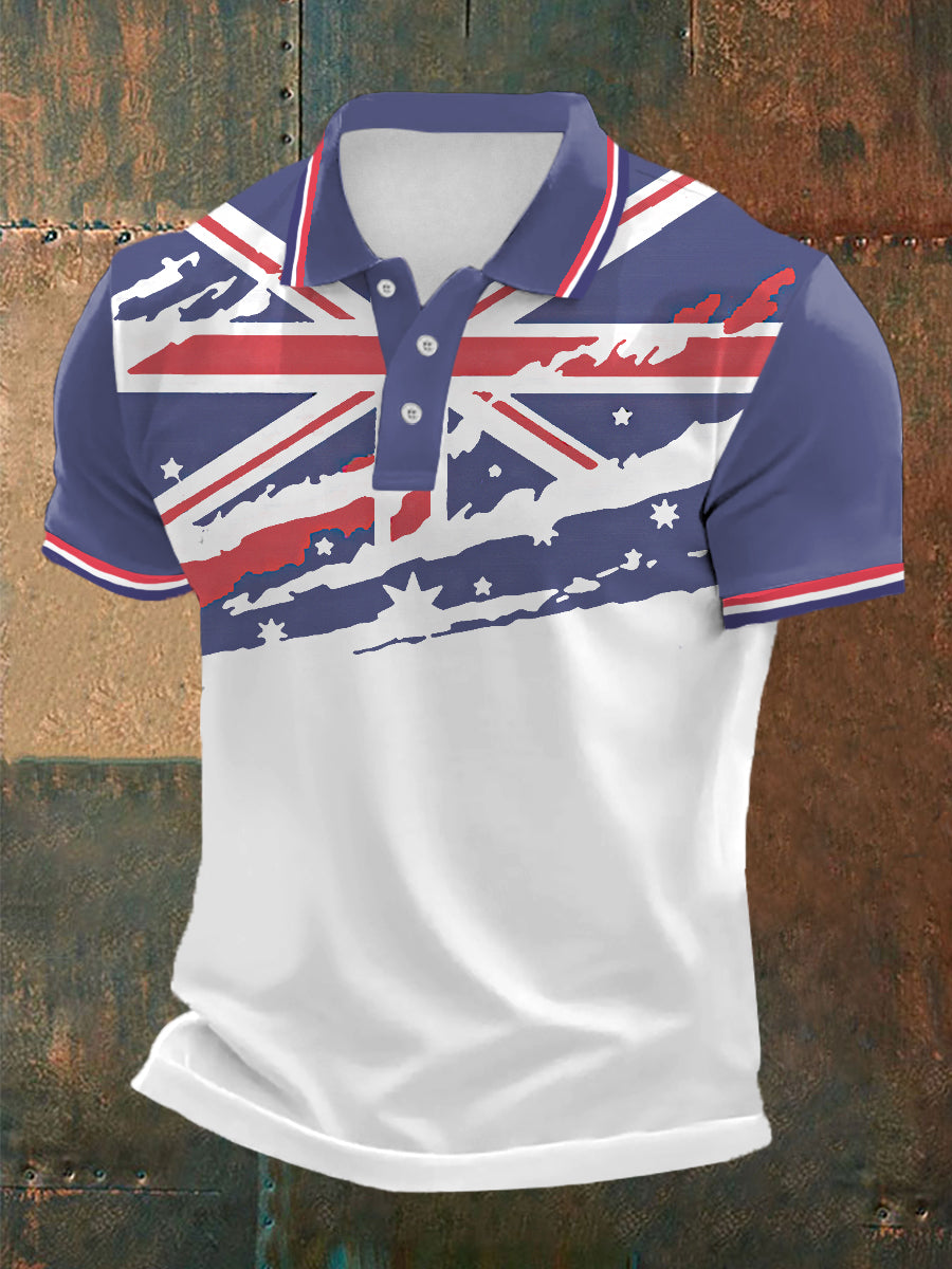 Men's UK Flag Print Casual Polo