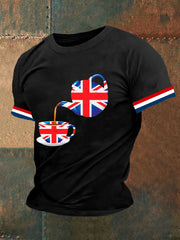Men's Funny English Tea UK Flag Printed Short Sleeve T-shirt