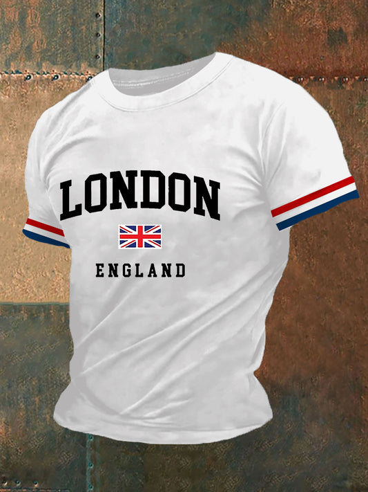 Men's London England Ptinted Short Sleeve T-shirt