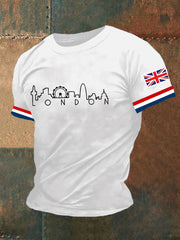 Men's London England Flag Ptinted Short Sleeve T-shirt