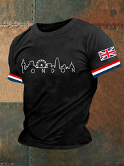Men's London England Flag Ptinted Short Sleeve T-shirt