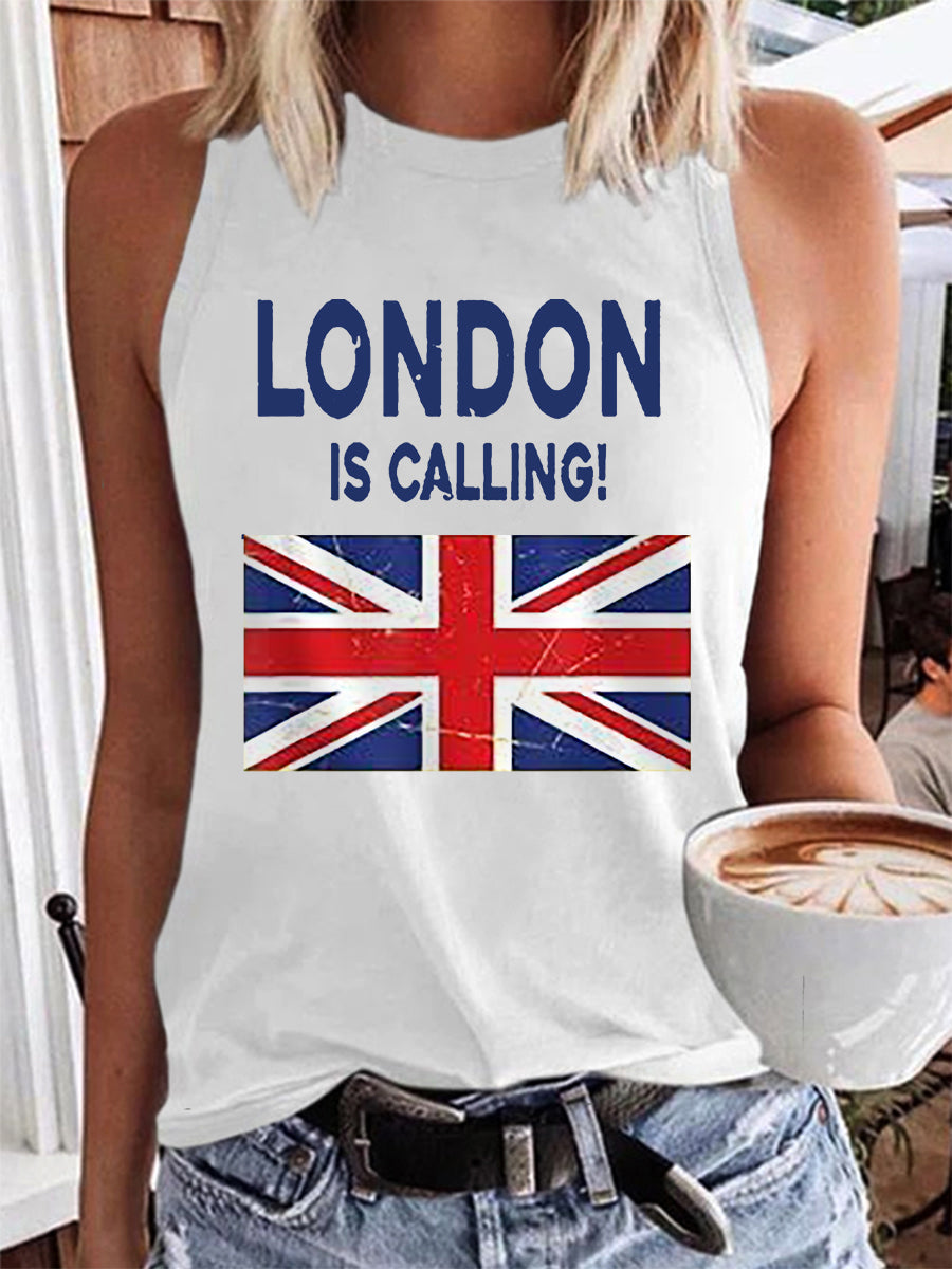 Women's London Is Calling! England Flag Print Casual Vest