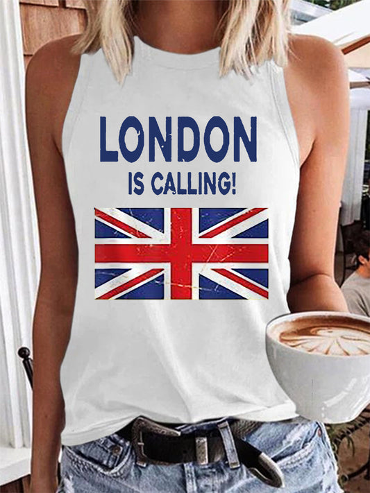Women's London Is Calling! England Flag Print Casual Vest