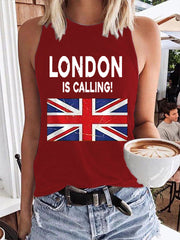 Women's London Is Calling! England Flag Print Casual Vest