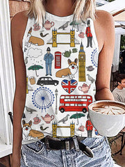 Women's London England Printed Vests