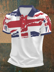 Men's UK Flag Print Casual Polo