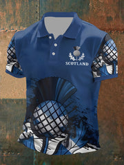 Men's Scotch Thistle Print Polo Shirt