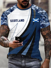 Men's Scottish Flag Print Casual T-shirt