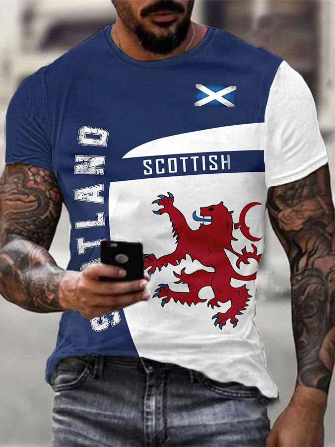 Men's Scottish Flag Print Casual T-shirt