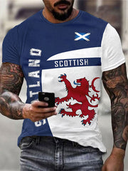 Men's Scottish Flag Print Casual T-shirt