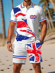 Men's Union Jack Print Resort Suit