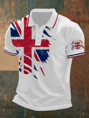 Men's Union Jack Print Casual Polo Shirt