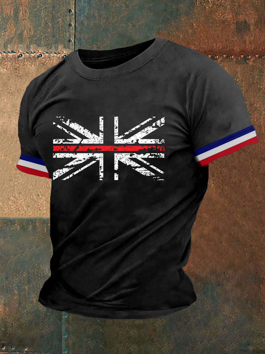 Men's Union Jack Print Casual T-shirt