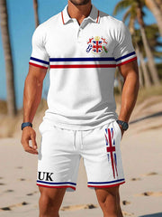 Men's Union Jack Print Polo Set