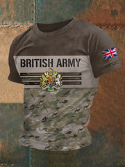 Men's British Army UK Flag Camouflage Print Casual Tee