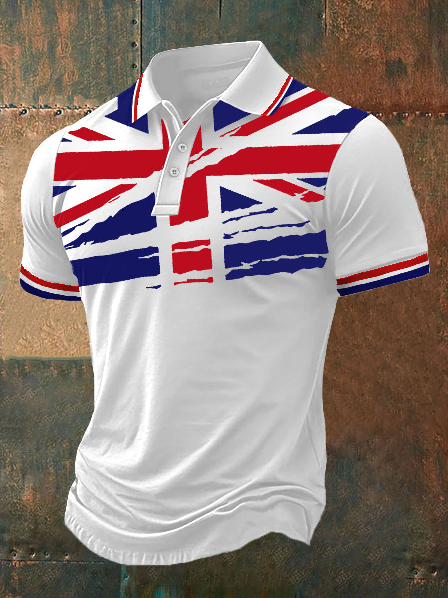 Men's UK Flag Print Casual Polo
