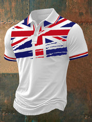 Men's UK Flag Print Casual Polo