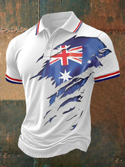 Men's UK Flag Print Casual Polo