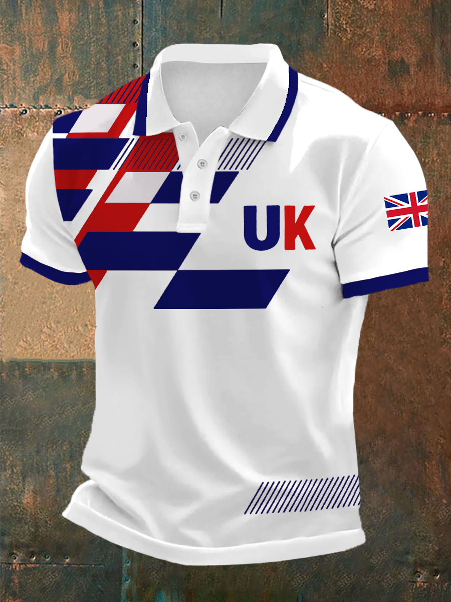 Men's UK Flag Print Casual Polo