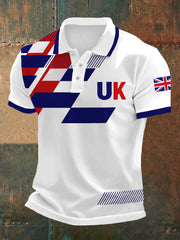 Men's UK Flag Print Casual Polo