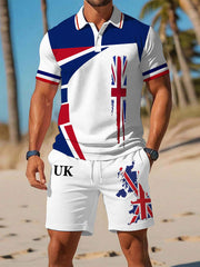 Men's Union Jack Print Polo Set
