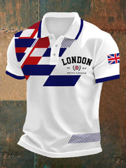 Men's London UK Flag Print Casual Polo