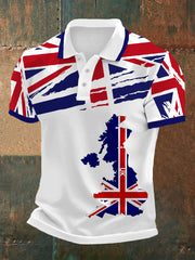 Men's UK Flag Print Casual Polo