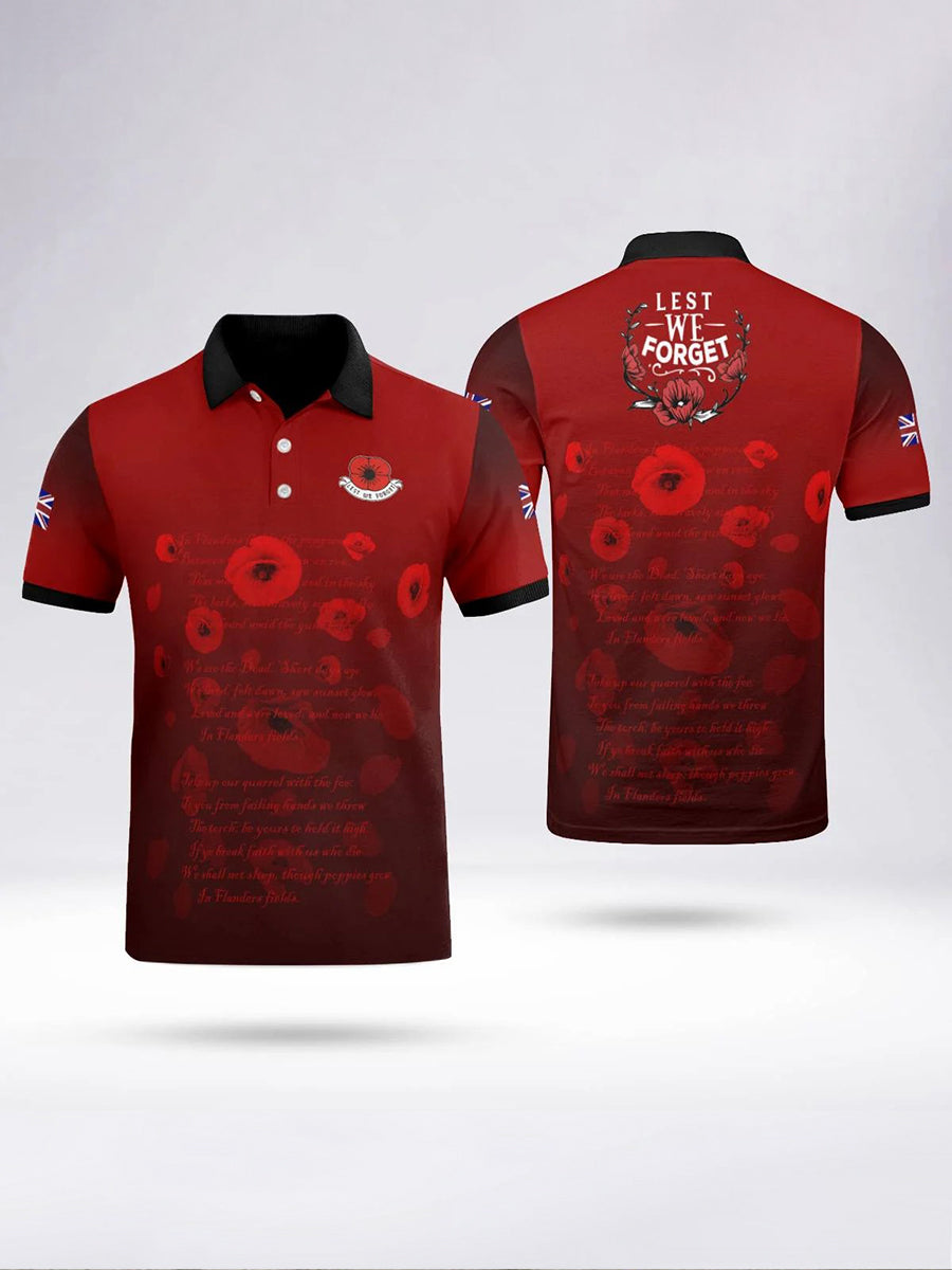 Men's LEST WE FORGET short sleeve polo shirt