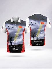 Men's LEST WE FORGET short sleeve polo shirt