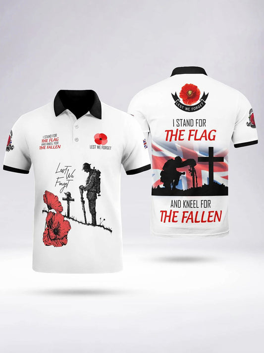 Men's I STAND FOR THE FLAG AND KNEEL FOR THE FALLEN Short Sleeve Polo Shirt
