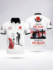 Men's I STAND FOR THE FLAG AND KNEEL FOR THE FALLEN Short Sleeve Polo Shirt