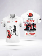 Men's I STAND FOR THE FLAG AND KNEEL FOR THE FALLEN Short Sleeve Polo Shirt