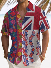 Men's UK Flag Printed Casual Short Sleeve Shirt