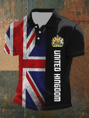 Men's UK Flag Printed Casual Short Sleeve POLO T-shirt