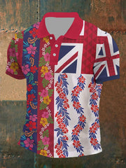 Men's UK Flag Printed Casual Short Sleeve POLO T-shirt