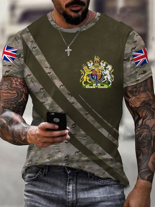 Men's UK Flag Camouflage Print Casual Tee