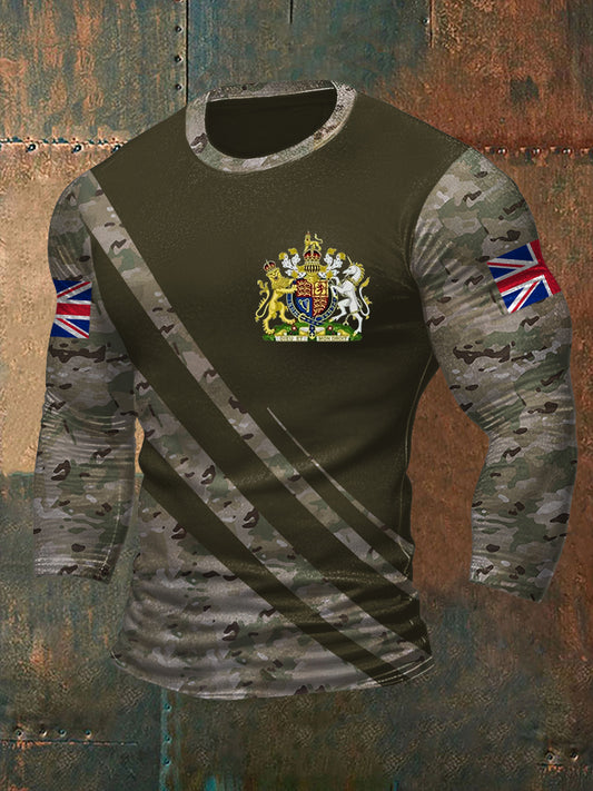 Men's UK Flag Camouflage Print Casual Long-Sleeve T-Shirt