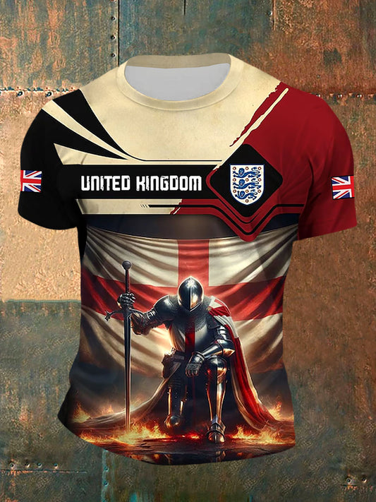Men's UK Flag Printed Casual Short Sleeve T-shirt