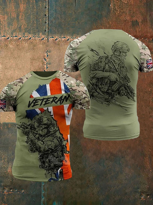 Men's UK Flag Printed Casual Short Sleeve T-shirt