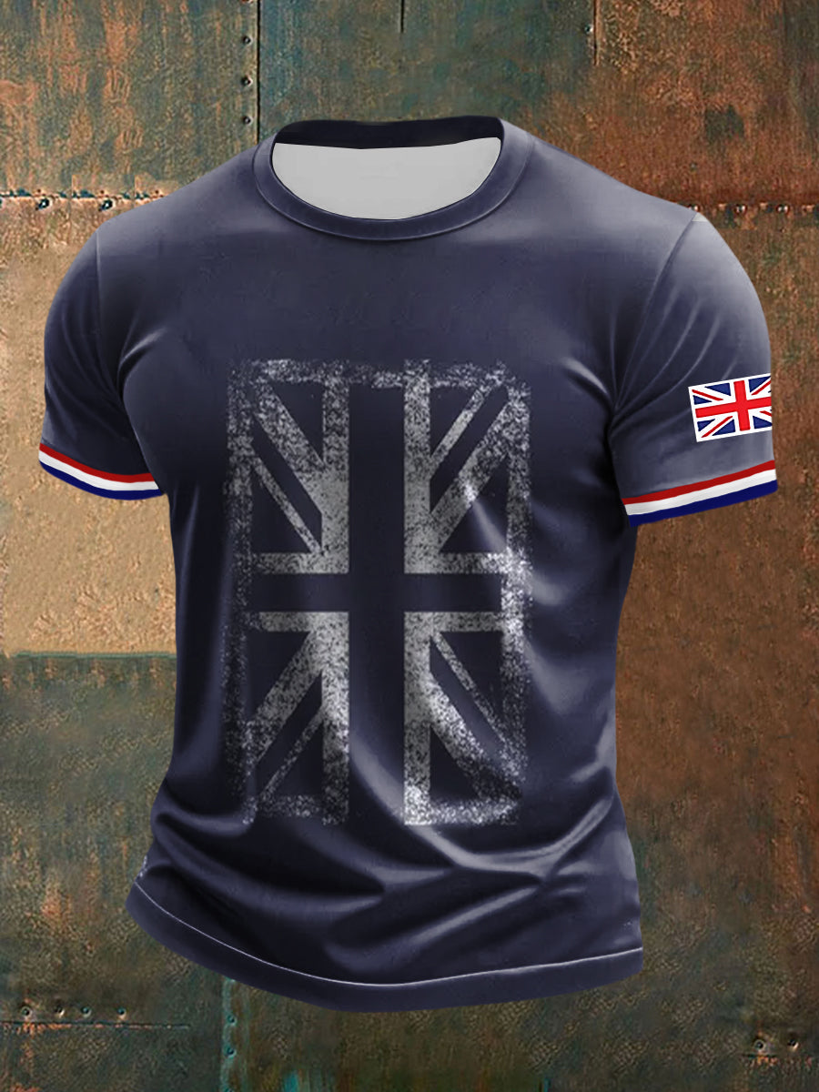 Men's UK Flag Printed Casual Short Sleeve T-shirt