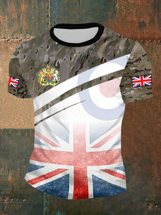 Men's UK Flag Printed Casual Short Sleeve T-shirt