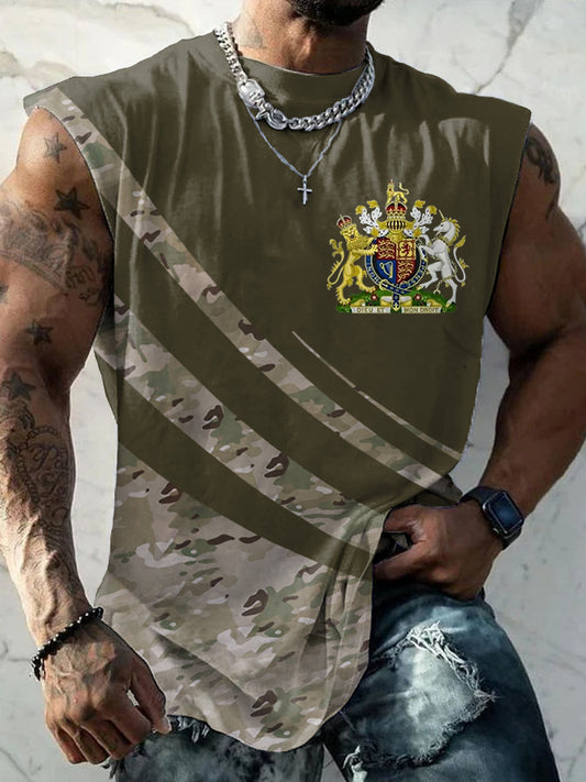 Men's UK Flag Camouflage Print Casual Tank Top
