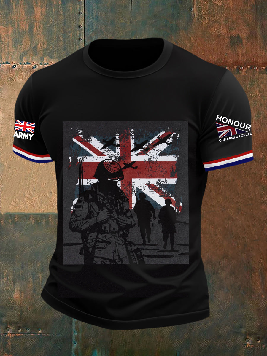 Men's UK Flag  Honour Our Armed Forces Short Sleeves Tee