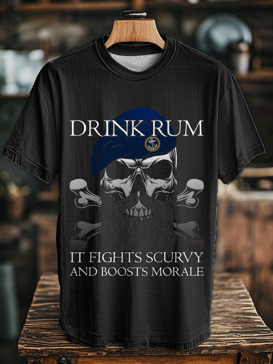 Unisex   Drink Rum Printed T-shirt
