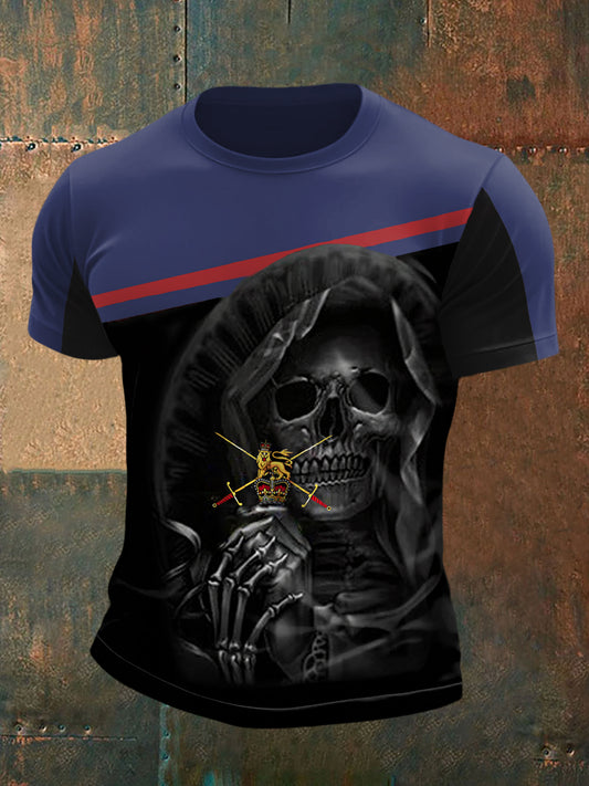 Men's British Army Skull Print Casual Tee