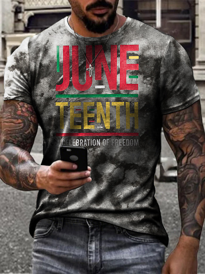 Men's Black History Juneteeth Printed T-shirt