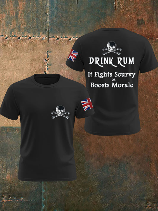 Men's Drinking Rum Can Fight Scurvy And Improve Morale T-shirts